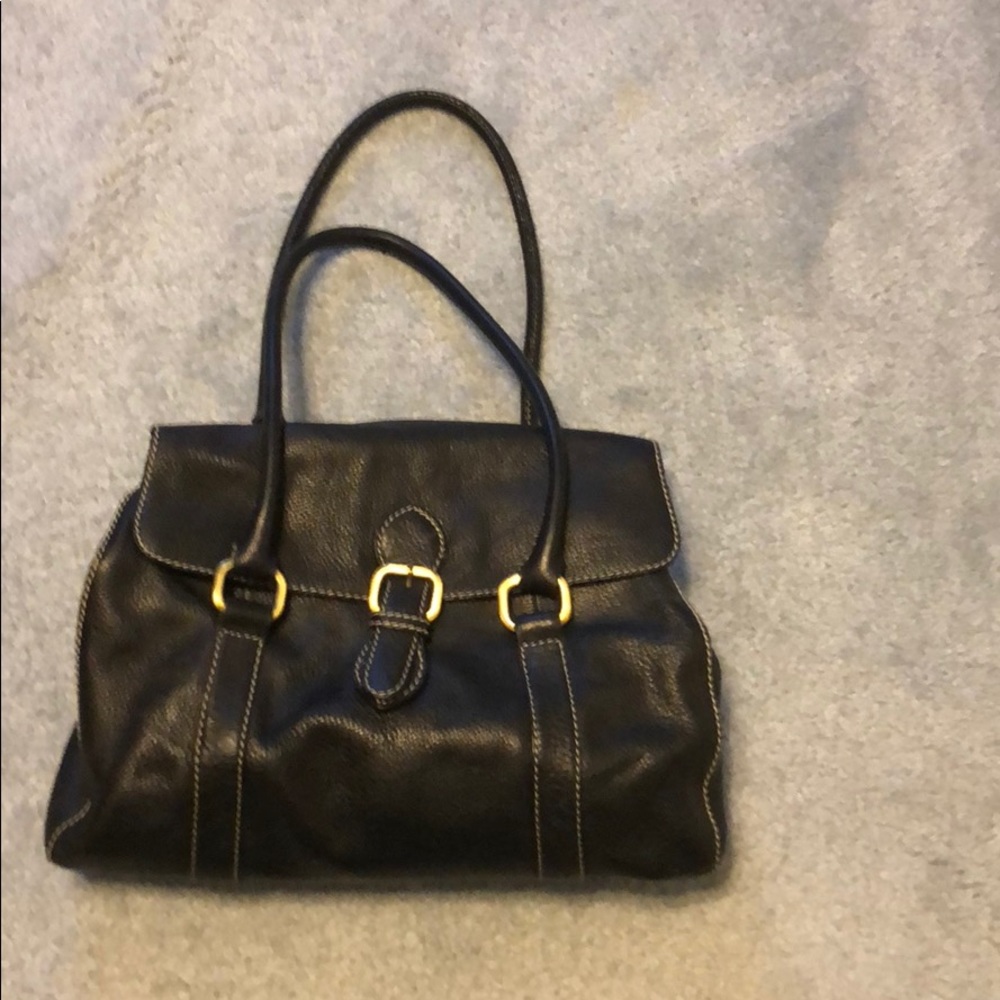 Pebble grain leather satchel handbag